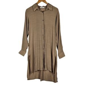 JON & ANNA WOMEN'S CONTEMPORARY LONG-SLEEVE BUTTON-DOWN SHIRT DRESS – SIZE LARGE